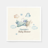 Niedlicher Teddy-Bär in Airplane-Baby-Dusche Serviette (Vorderseite)