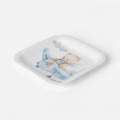 Niedlicher Teddy Bär in blauem Flugzeug Papierplat Pappteller (Gewinkelt)