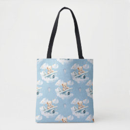 NIEDLICHER TEDDY BAR IN PASTEL BLAUE AIRPLANEN TASCHE
