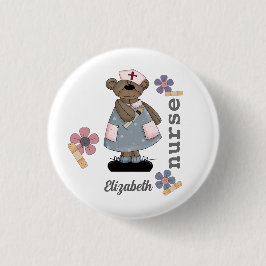 Niedlicher Teddy Bar Individuelle Name Button für 
