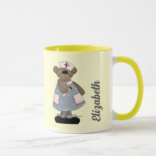 Niedlicher Teddy Bär Individuelle Name Geschenkide Tasse (Rechts)