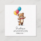Niedlicher Teddy-Bär mit Ballons Babysitter Quadratische Visitenkarte (Vorderseite)