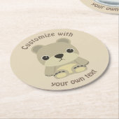 Niedlicher Teddy-Bär mit benutzerdefiniertem Text Runder Pappuntersetzer (Angewinkelt)