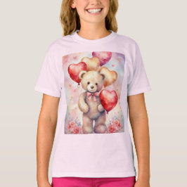 Niedlicher Teddy Bär mit Birthday Balloons Girl T-Shirt