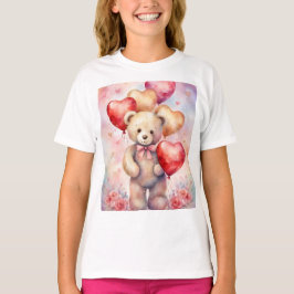 Niedlicher Teddy Bär mit Birthday Balloons Girl T-Shirt