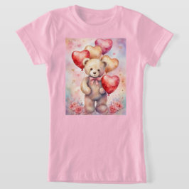 Niedlicher Teddy Bär mit Birthday Balloons Girl T-Shirt