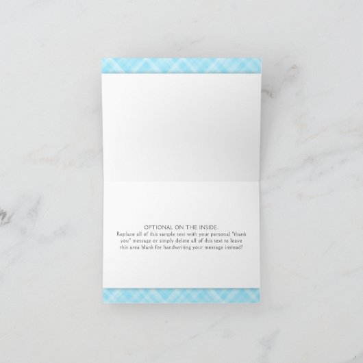 Niedlicher Teddy Bär mit Bow Krawatte Baby Dusche  Dankeskarte (Innenseite)