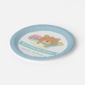 Niedlicher Teddy-Bär mit Bücherdusche Pappteller (Schrägansicht)