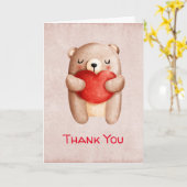 Niedlicher Teddy Bär mit einem roten Herz Danke Karte (Gelbe Blume)