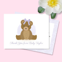 Niedlicher Teddy Bär mit Lila Bow Baby Girl Dusche