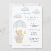 Niedlicher Teddy Bär mit Parachute Baby Dusche Einladung (Vorderseite)