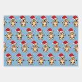 Niedlicher Teddy Bär mit Weihnachtsmannmütze Blue  Geschenkpapier Set (Vorderseite)