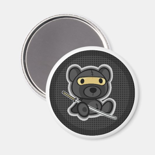 Niedlicher Teddy Bär Ninja Samurai Krieger Magnet (Vorderseite/Rückseite)