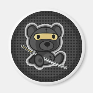 Niedlicher Teddy Bär Ninja Samurai Krieger Magnet