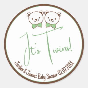 Niedlicher Teddy Bär Nostalgie Es ist Twins Baby D Runder Aufkleber