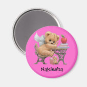 Niedlicher Teddy Bär Personalisierter Name Geschen Magnet (Vorderseite/Rückseite)