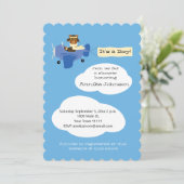 Niedlicher Teddy Bär Pilot Flugzeug Es ist ein Jun Einladung (Stehend Vorderseite)