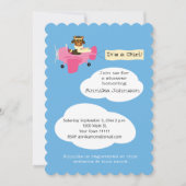 Niedlicher Teddy Bär Pilot Flugzeug Es ist ein Mäd Einladung (Vorderseite)