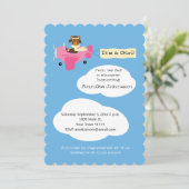 Niedlicher Teddy Bär Pilot Flugzeug Es ist ein Mäd Einladung (Stehend Vorderseite)