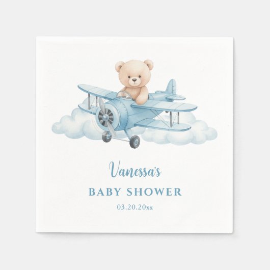 Niedlicher Teddy Bär Pilot Paper Napkin Serviette (Vorderseite)