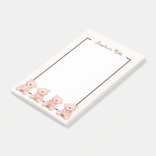 Niedlicher Teddy Bär Post-it Klebezettel (angewinkelt)