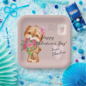 Niedlicher Teddy Bär Postbrief Valentinstag Pappteller (Party)