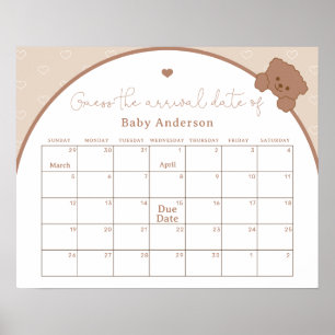Niedlicher Teddy Bär Ratet den Fälligkeitskalender Poster