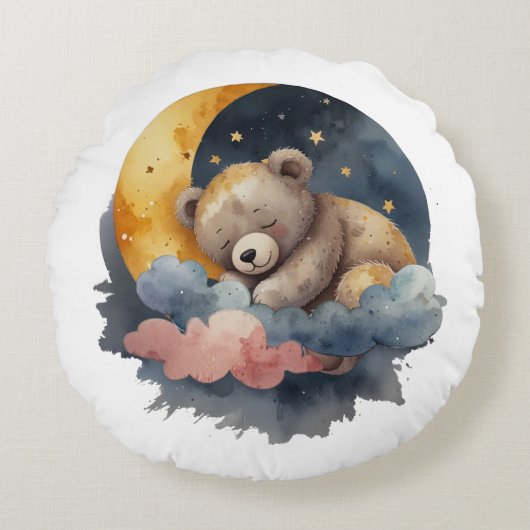 Niedlicher Teddy Bär Rundes Kissen (Vorderseite)