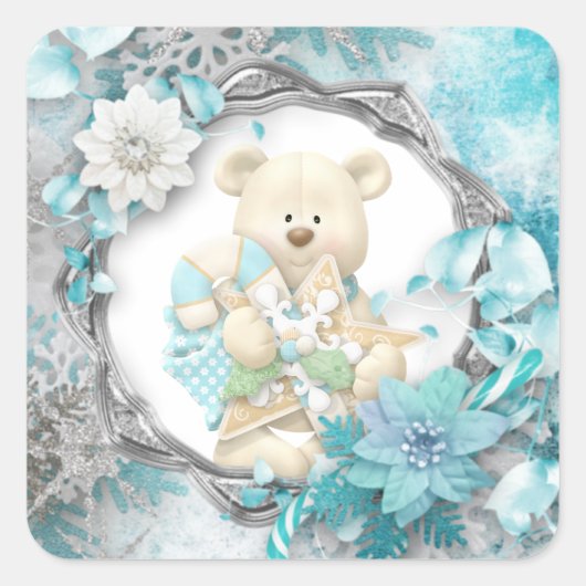 Niedlicher Teddy Bar Square Sticker (Vorderseite)
