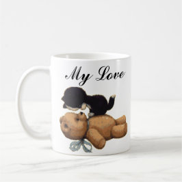 Niedlicher Teddy-Bär und schwarze Katze - meine Kaffeetasse