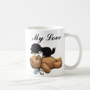 Niedlicher Teddy-Bär und schwarze Katze - meine Kaffeetasse