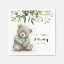 Niedlicher Teddy-Bär Verlasse jedes Alter zum Gebu Serviette