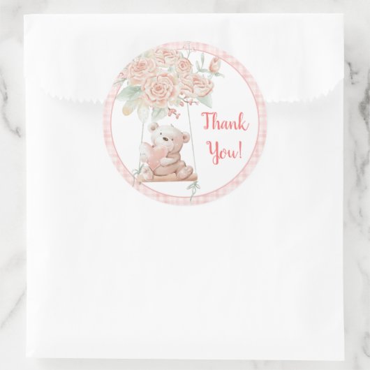 Niedlicher Teddy Bar Vielen Dank Runder Aufkleber (Tasche)