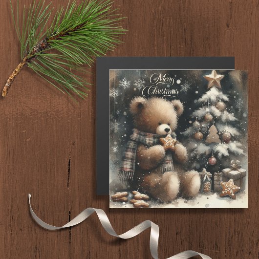Niedlicher Teddy Bär Weihnachtsgrüßen Magnetkarte
