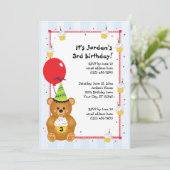 Niedlicher Teddy-Bär zum Geburtstag Einladung (Stehend Vorderseite)