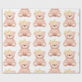 Niedlicher Teddy Bären Babydusche Geburtstag Geschenkpapier (Flach)