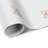 Niedlicher Teddy Bären-Geschenk-Wrap in Pastellbla Geschenkpapier (Rolleneckpunkt)