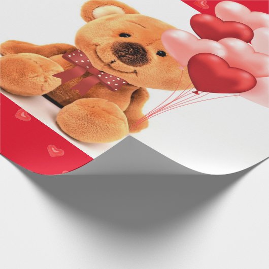 Niedlicher Teddy Bären Happy Valentine's Day Geschenkpapier (Ecke)