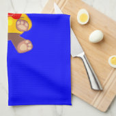 Niedlicher Teddy-Bärenkarikaturenzeichner auf blau Geschirrtuch (Viertel Falte)