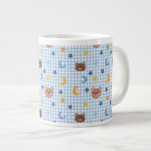 Niedlicher Teddy Bear and Moon Pattern auf Blue Gi Jumbo-Tasse (Vorderseite Rechts)