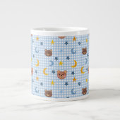 Niedlicher Teddy Bear and Moon Pattern auf Blue Gi Jumbo-Tasse (Vorderseite)