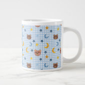Niedlicher Teddy Bear and Moon Pattern auf Blue Gi Jumbo-Tasse (Rechts)