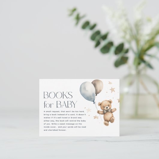 Niedlicher Teddy Bear & Balloons Books for Baby Begleitkarte (Stehend Vorderseite)