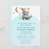 Niedlicher Teddy Bear bringen Bücherschnecke mit Einladung (Vorne/Hinten)