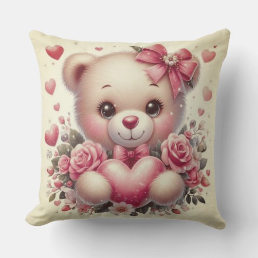 Niedlicher Teddy Bear Clipart Throw Kissen (Vorderseite)