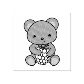 Niedlicher Teddy Bear Holding a Berry Gummistempel (Prägung)