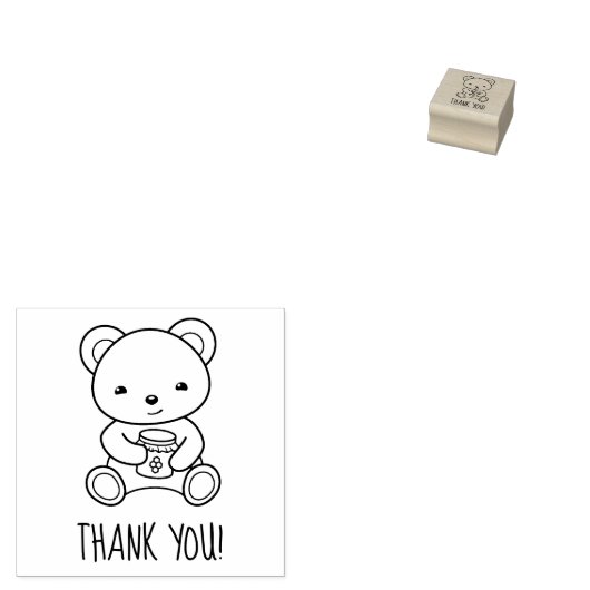 Niedlicher Teddy Bear Holding a Honey Jar Danke 1x Gummistempel (Stempel)