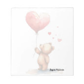 Niedlicher Teddy Bear Holding a Red Balloon Notizblock (Vorderseite)