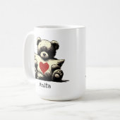 Niedlicher Teddy Bear Hug Pillow Red Heart Individ Kaffeetasse (Vorderseite Links)