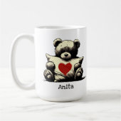 Niedlicher Teddy Bear Hug Pillow Red Heart Individ Kaffeetasse (Links)
